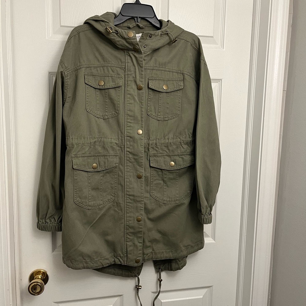 Olive Green Hooded Cargo Jacket Make An Offer